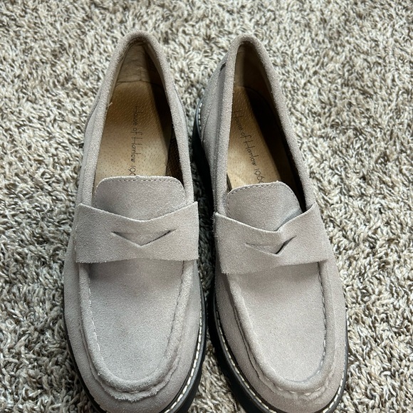 House of Harlow 1960 Shoes - House of Harlow 1960 Platform Loafers Womens 8 Gunner Taupe Suede Y2K Grunge